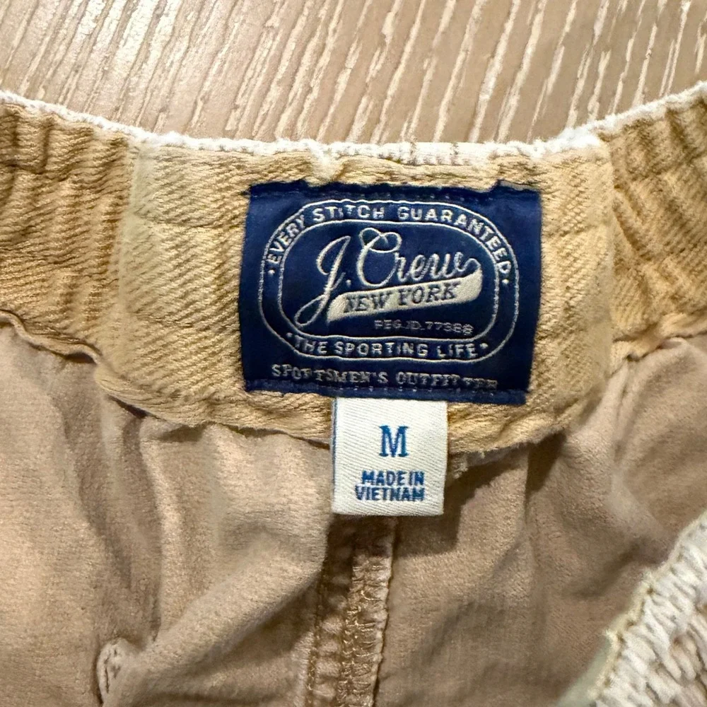 J.Crew Dock Short Mens Medium Tan Khaki Corduroy Elastic Waist 6